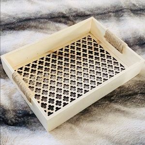 Rustic Wooden Tray with Moroccan Laser Cutouts